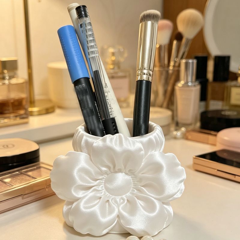 3D printed silk flower pen holder, white silk V1195-VYY0081