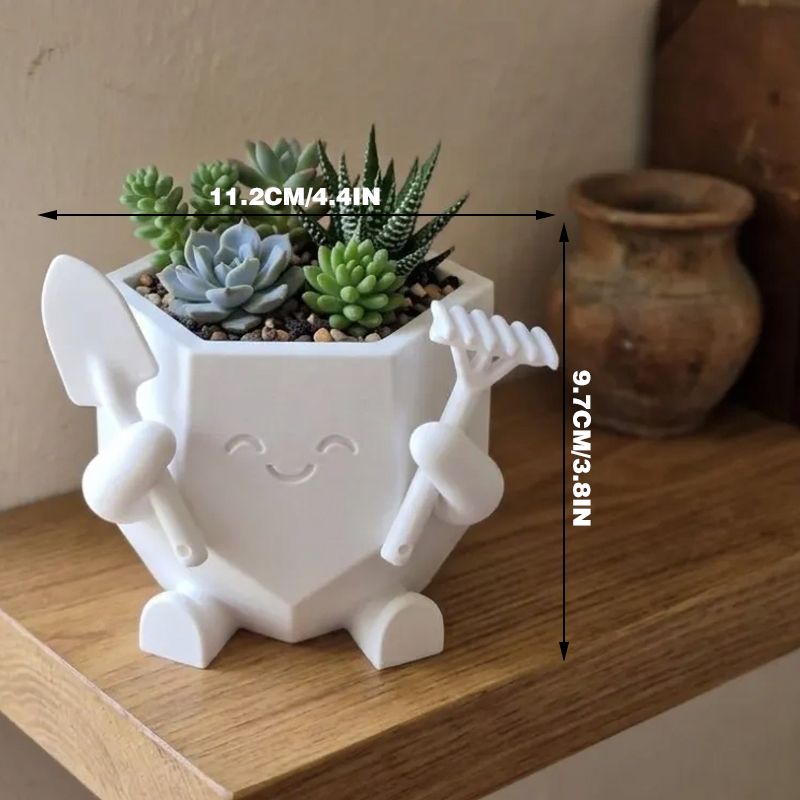 3D Printed Smiling Gardener (White) V1195-VYY0082