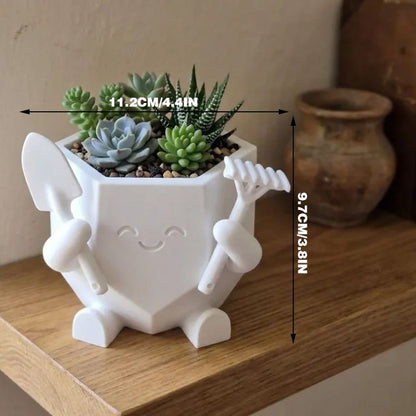 3D Printed Smiling Gardener (White) V1195-VYY0082