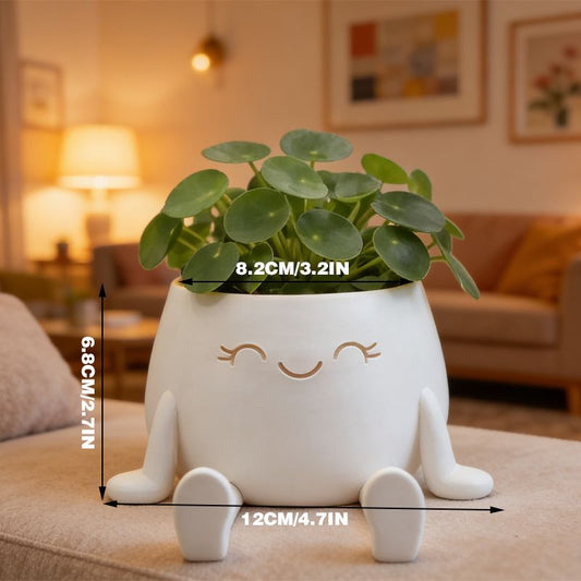 3D-printed sitting flower pot, white V1195-VYY0084