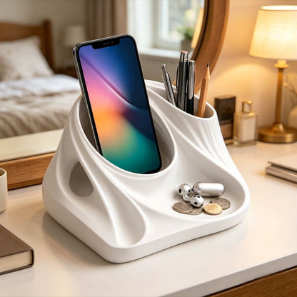 3D Printed Desktop Organizer, White V1195-VYY0085