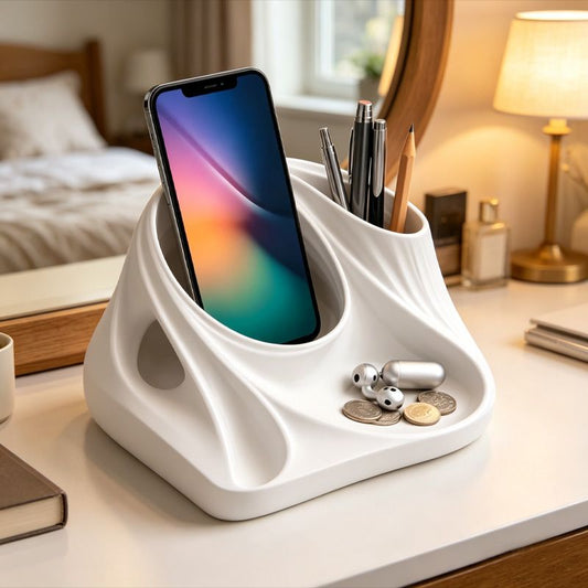 3D Printed Desktop Organizer, White V1195-VYY0085