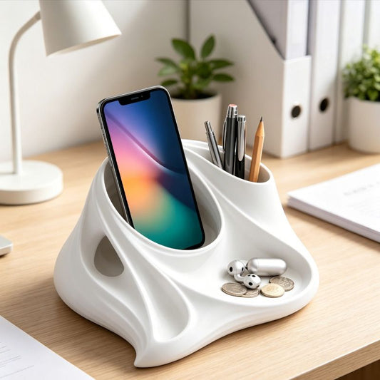 3D Printed Desktop Organizer, White V1195-VYY0085
