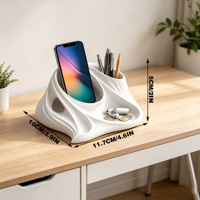 3D Printed Desktop Organizer, White V1195-VYY0085