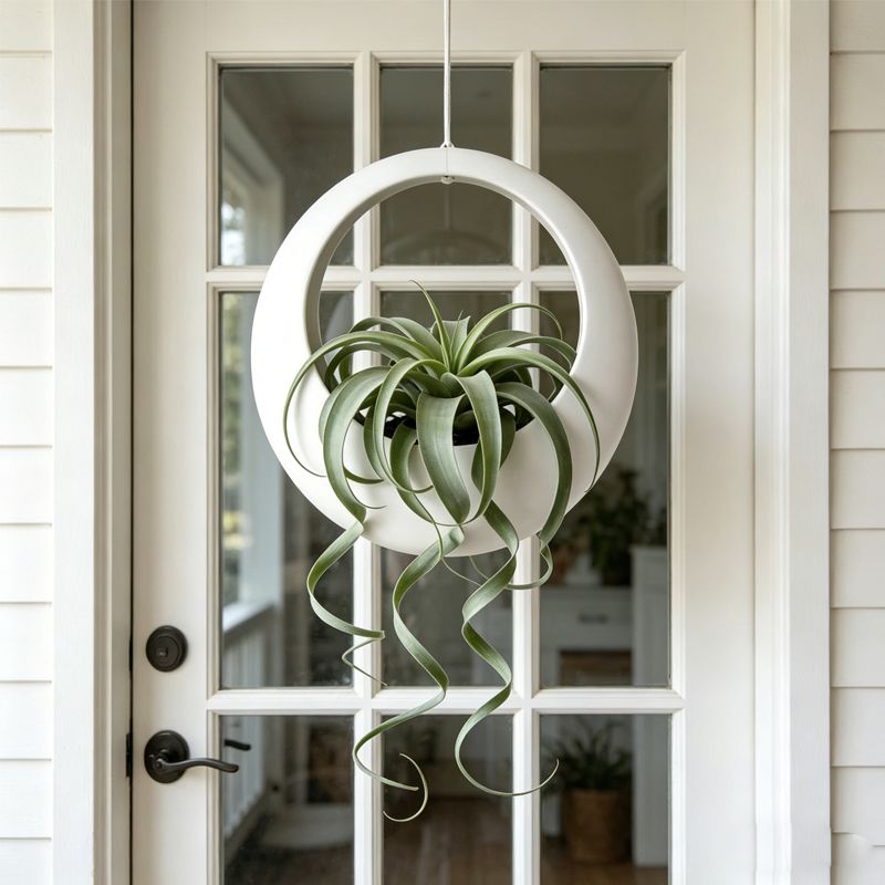 3D-printed circular hanging plant pot, white V1195-VYY0092