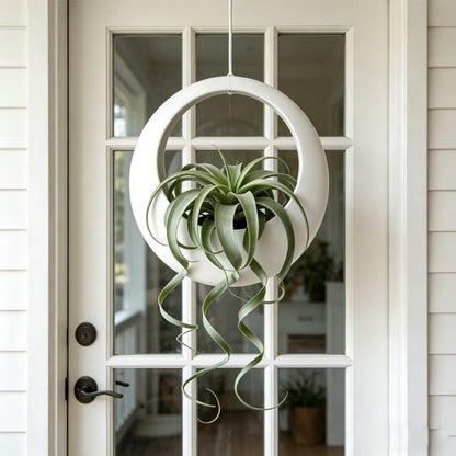 3D-printed circular hanging plant pot, white V1195-VYY0092