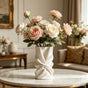 3D printed bow art vase, silk white V1195-VYY0096