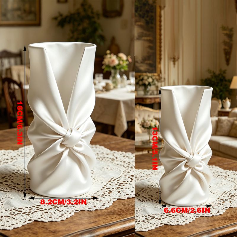 3D printed bow art vase, silk white V1195-VYY0096