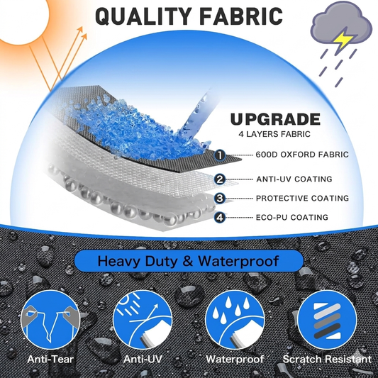 Trailerable Boat Cover - 600DHeavy Duty Waterproof Tarp with Storage Bag, Designed for V-Hull, Fish & Ski, V1197-23-25FTBLACK