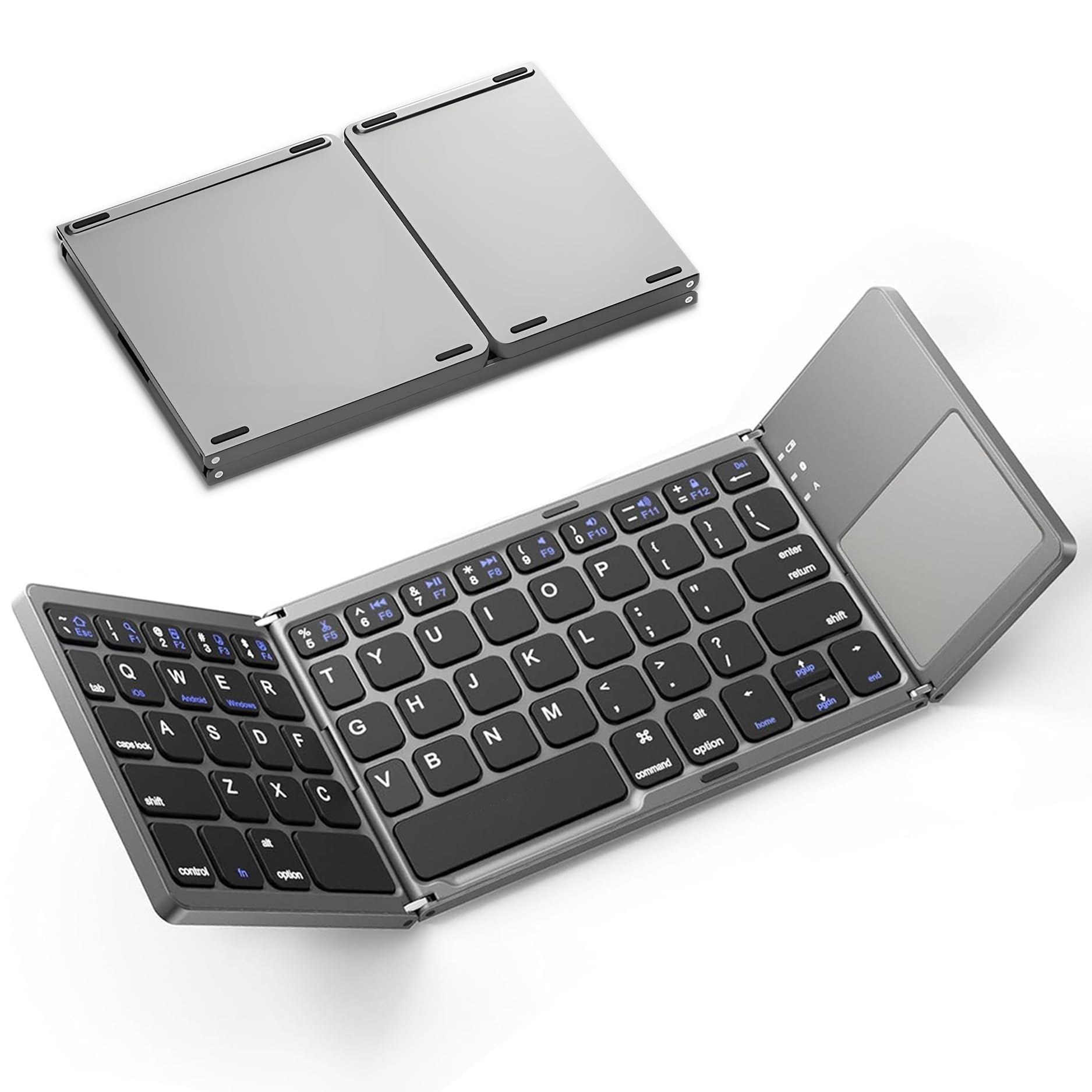 Foldable Bluetooth Keyboard with Touchpad, Wireless Portable Keyboard, Ultra Slim Rechargeable Folding V1197-BG-042501