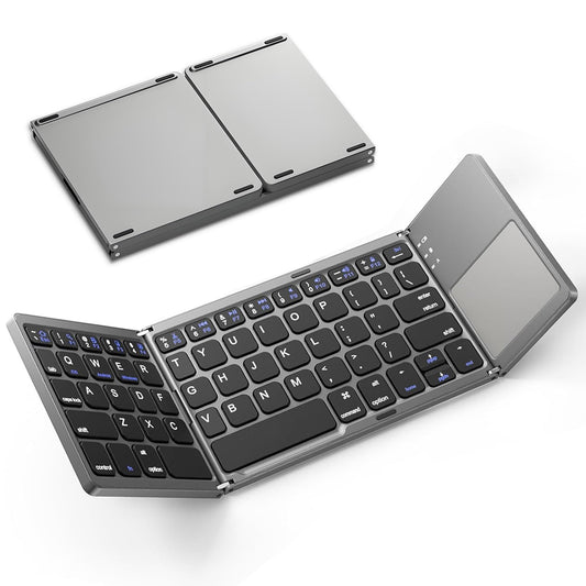 Foldable Bluetooth Keyboard with Touchpad, Wireless Portable Keyboard, Ultra Slim Rechargeable Folding V1197-BG-042501