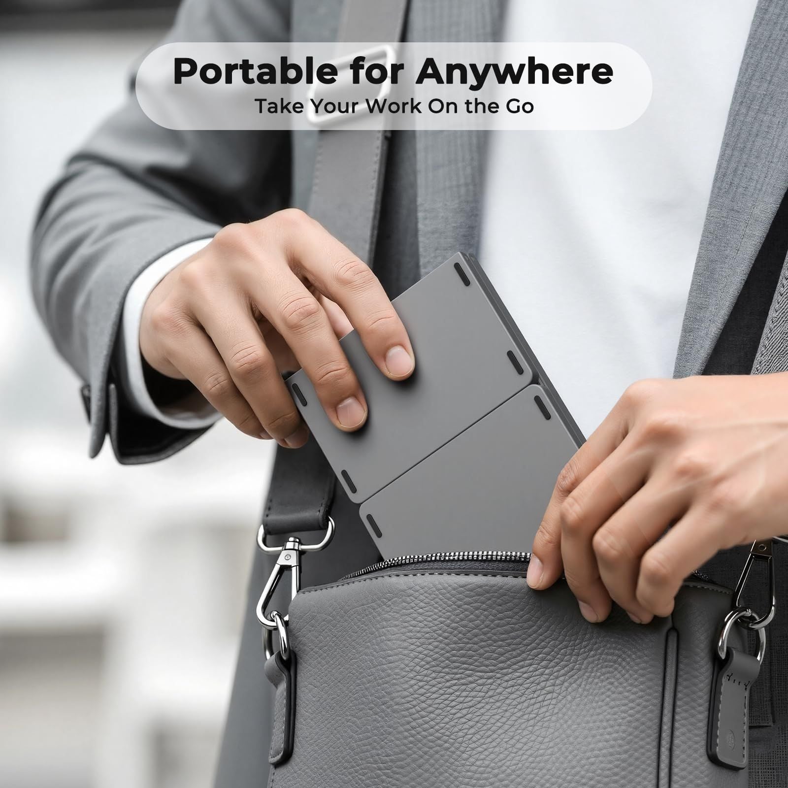 Foldable Bluetooth Keyboard with Touchpad, Wireless Portable Keyboard, Ultra Slim Rechargeable Folding V1197-BG-042501