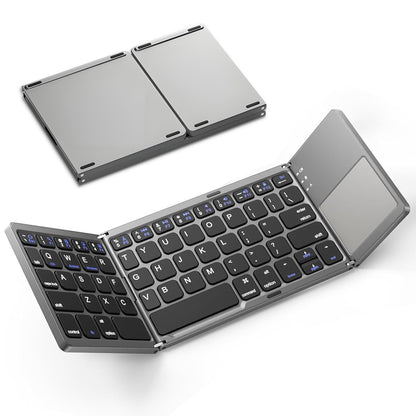 Foldable Bluetooth Keyboard with Touchpad, Wireless Portable Keyboard, Ultra Slim Rechargeable Folding V1197-BG-042502