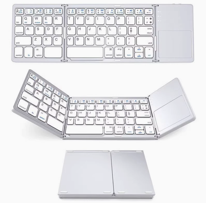 Foldable Bluetooth Keyboard with Touchpad, Wireless Portable Keyboard, Ultra Slim Rechargeable Folding V1197-BG-042503