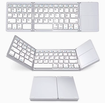 Foldable Bluetooth Keyboard with Touchpad, Wireless Portable Keyboard, Ultra Slim Rechargeable Folding V1197-BG-042503