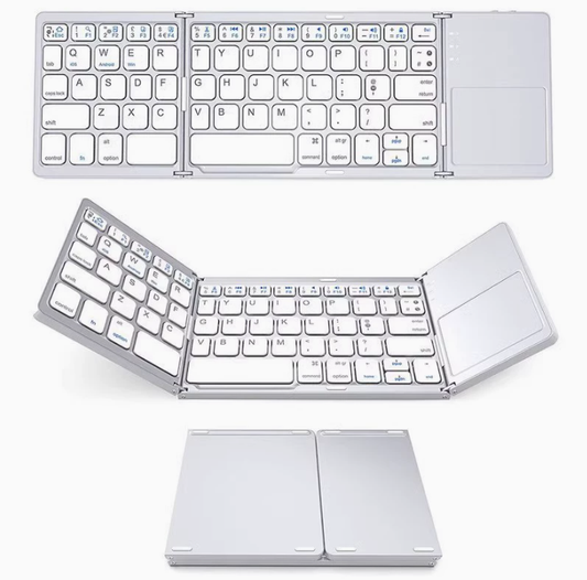 Foldable Bluetooth Keyboard with Touchpad, Wireless Portable Keyboard, Ultra Slim Rechargeable Folding V1197-BG-042503