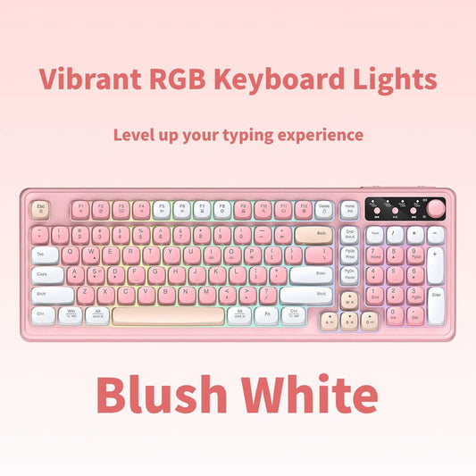 RGB Backlit Wired Mechanical Gaming Keyboard, 104 Keys Full Size Hot Swappable Keyboard with Aluminum Base, V1197-BG-042604