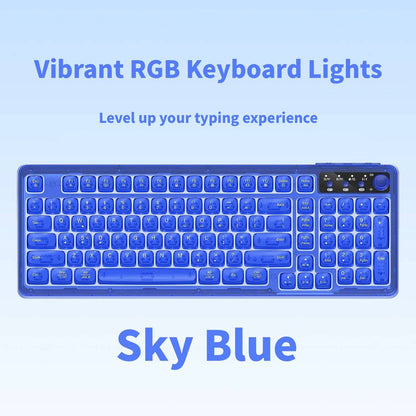 Tri-Mode Wireless Mechanical Keyboard, Bluetooth 5.0/2.4G/USB-C, 96% Layout RGB Backlit Keyboard, Hot V1197-BG-042609