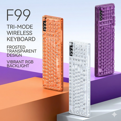 Tri-Mode Wireless Mechanical Keyboard, Bluetooth 5.0/2.4G/USB-C, 96% Layout RGB Backlit Keyboard, Hot V1197-BG-042609