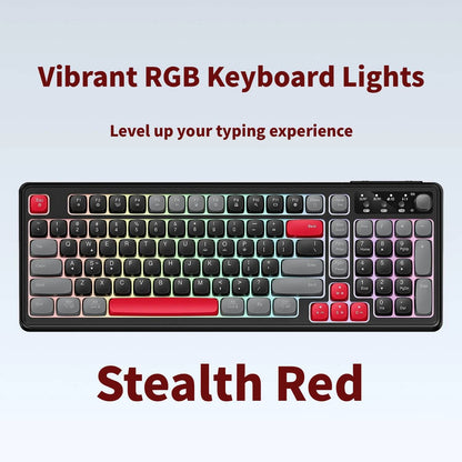 Tri-Mode Wireless Mechanical Keyboard, Bluetooth 5.0/2.4G/USB-C, 96% Layout RGB Backlit Keyboard, Hot V1197-BG-042612