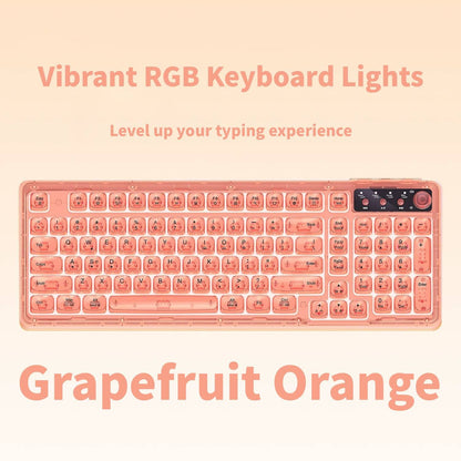 Tri-Mode Wireless Mechanical Keyboard, Bluetooth 5.0/2.4G/USB-C, 96% Layout RGB Backlit Keyboard, Hot V1197-BG-042613