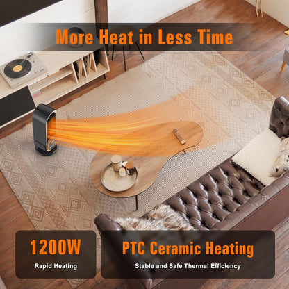 Space Heaters for Indoor Use with Remote, 2s Efficient Heating, Overheat & Tilt Protection, 1200W PTC Ceramic V1197-JD-041901