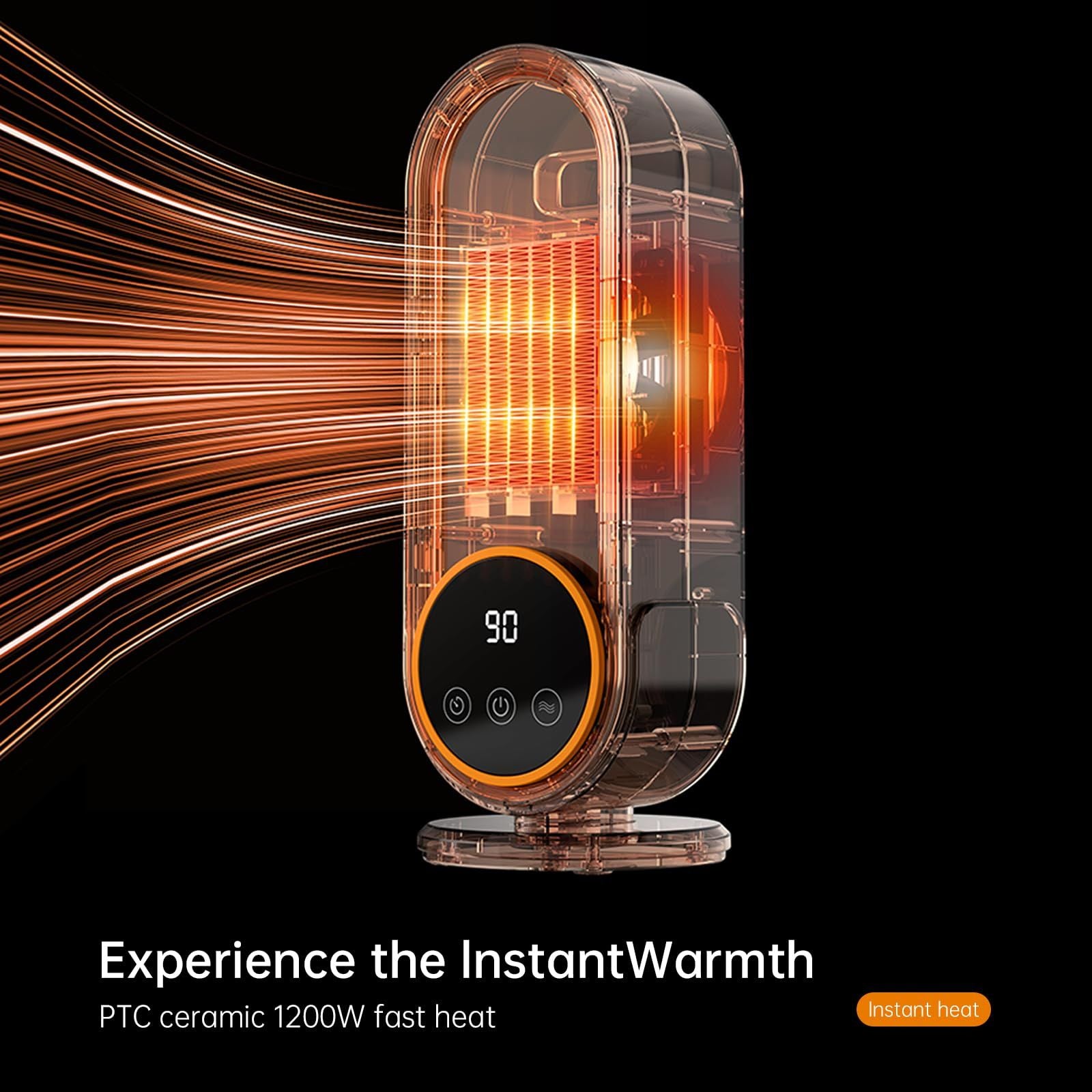 Space Heaters for Indoor Use with Remote, 2s Efficient Heating, Overheat & Tilt Protection, 1200W PTC Ceramic V1197-JD-041902