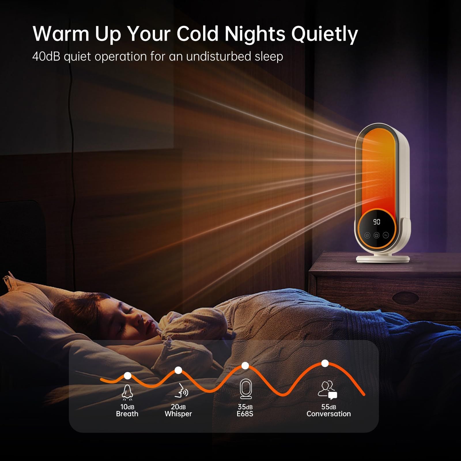 Space Heaters for Indoor Use with Remote, 2s Efficient Heating, Overheat & Tilt Protection, 1200W PTC Ceramic V1197-JD-041902