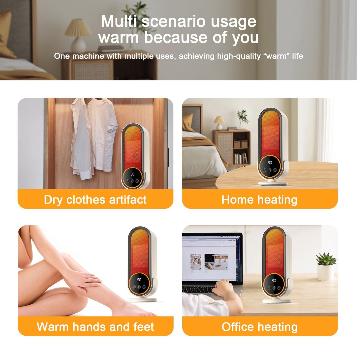 Space Heaters for Indoor Use with Remote, 2s Efficient Heating, Overheat & Tilt Protection, 1200W PTC Ceramic V1197-JD-041902