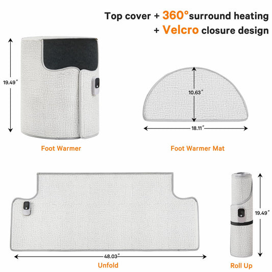 Under Desk Heater, 150W Quiet Foot Warmers for Feet with Detachable Foot Heating Pad, Graphene Radiant Heat V1197-JD-042002