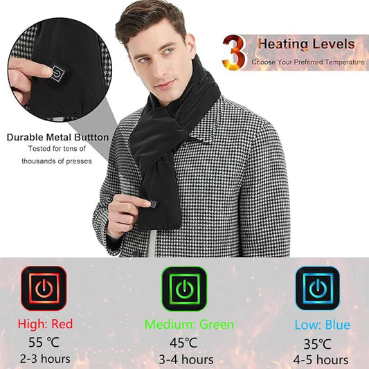 Heated Scarf for Women & Men, Rechargeable Neck Heating Wrap with 3 Heat Settings, Portable Electric Neck V1197-JD-042502