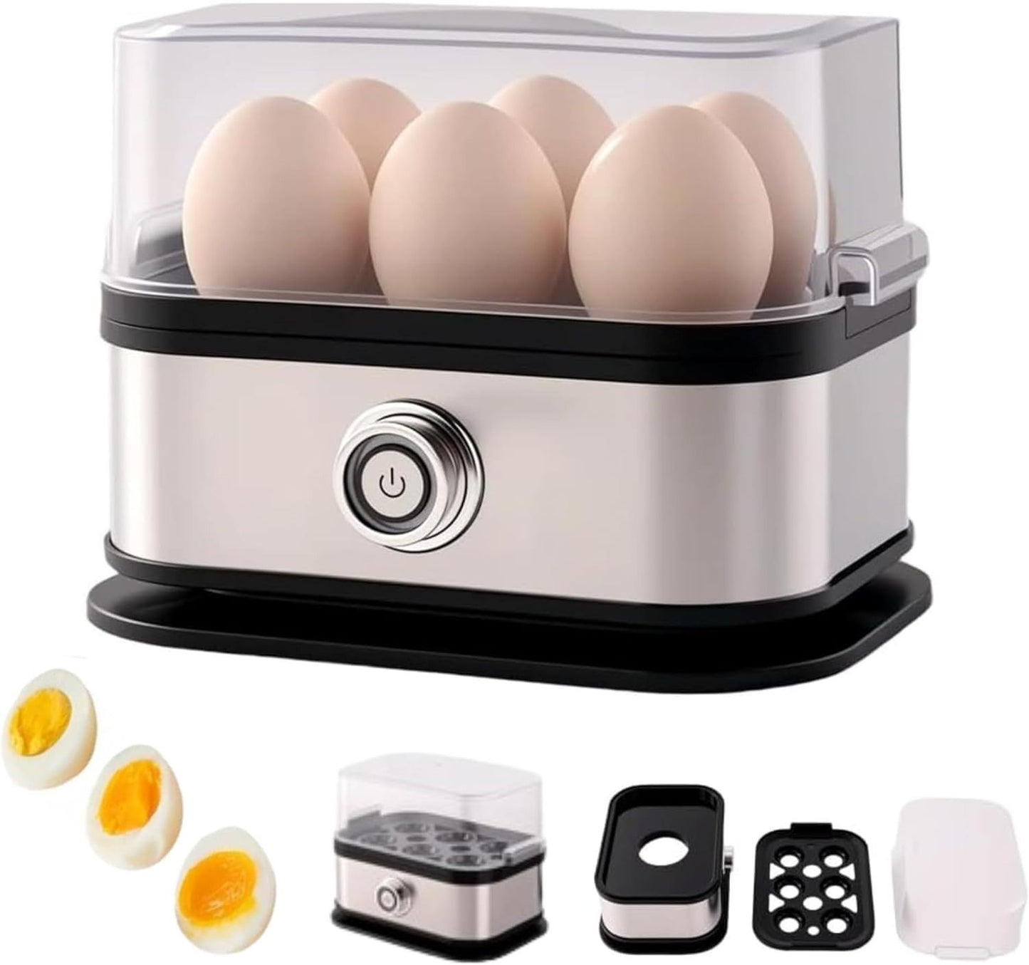 Smart Egg Cooker with Auto Shut, Multi-function Rapid Eggs Cooker Electric 6 Egg Capacity, Hard Boiled, V1197-JD-1104