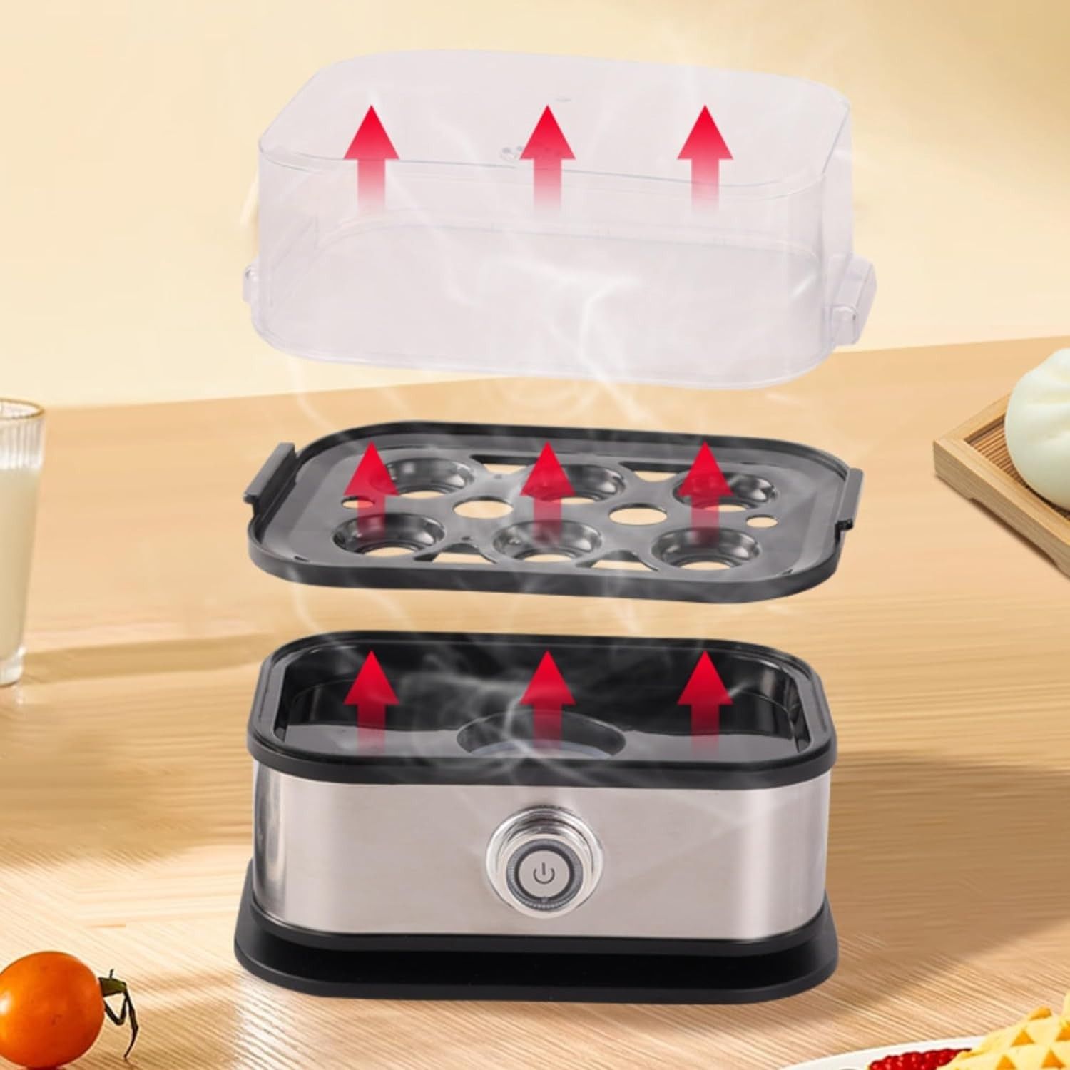 Smart Egg Cooker with Auto Shut, Multi-function Rapid Eggs Cooker Electric 6 Egg Capacity, Hard Boiled, V1197-JD-1104