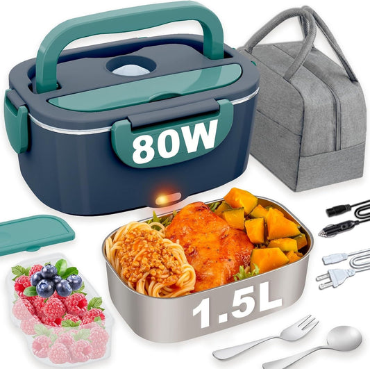 Electric Heated Lunch Box for Men/Women Home 80W Portable Food Warmer with 110V-250V Stainless Steel V1197-JD-1105