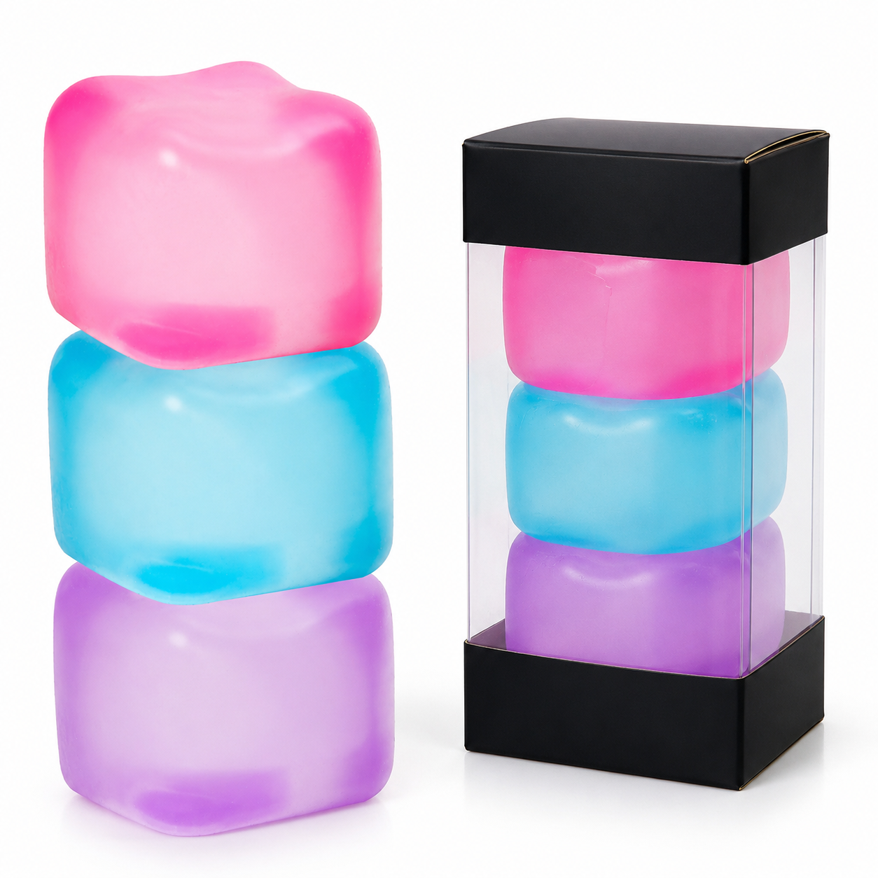 Blue Stress Cube Fidget Squishy Slow Rising Sensory Stress Ball, Calming Squeeze Toy for Stress Relief and V1197-RY-052202