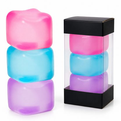 Blue Stress Cube Fidget Squishy Slow Rising Sensory Stress Ball, Calming Squeeze Toy for Stress Relief and V1197-RY-052202