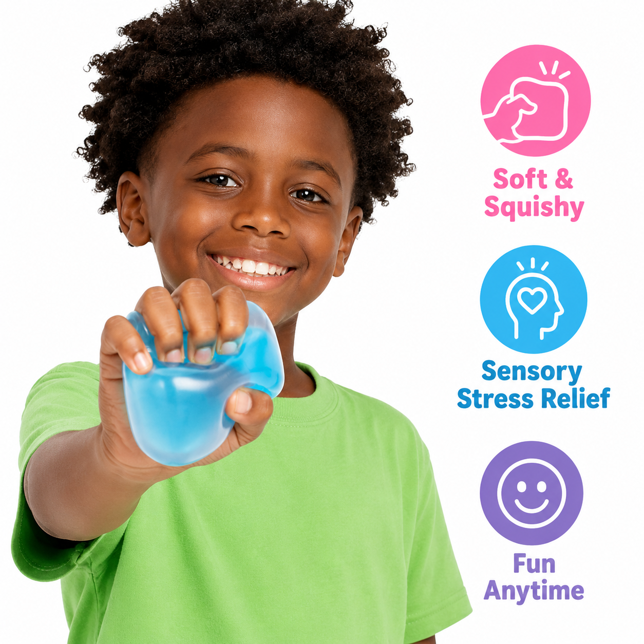 Blue Stress Cube Fidget Squishy Slow Rising Sensory Stress Ball, Calming Squeeze Toy for Stress Relief and V1197-RY-052202