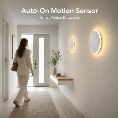 Magnetic Round Wall Lamp 13cm White, 7W Rechargeable LED Wall Sconce with Motion Sensor, 3-Color Light, V1197-RY-052307