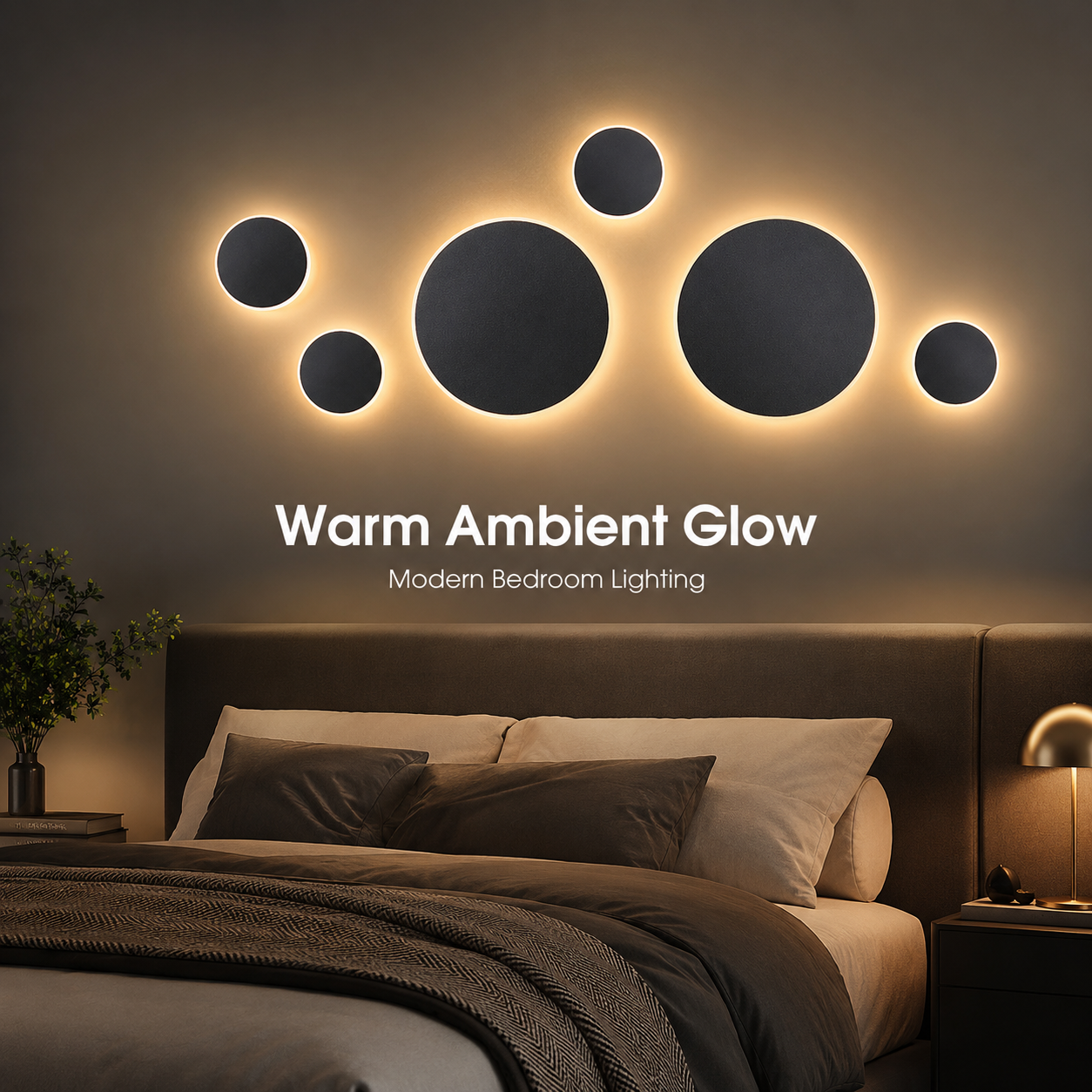 Magnetic Round Wall Lamp 13cm Black, 7W Rechargeable LED Wall Sconce with Motion Sensor, 3-Color Light, V1197-RY-052310