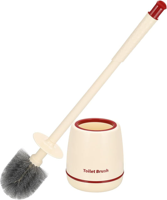 Toilet Brush with Holder Red, Bathroom Toilet Bowl Cleaning Brush Set with Long Handle and Durable Bristles V1197-RY-052501