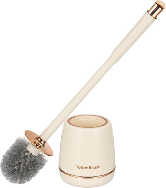 Toilet Brush with Holder Gold, Stylish Bathroom Toilet Cleaner Brush Set with Long Handle and Storage Holder V1197-RY-052503