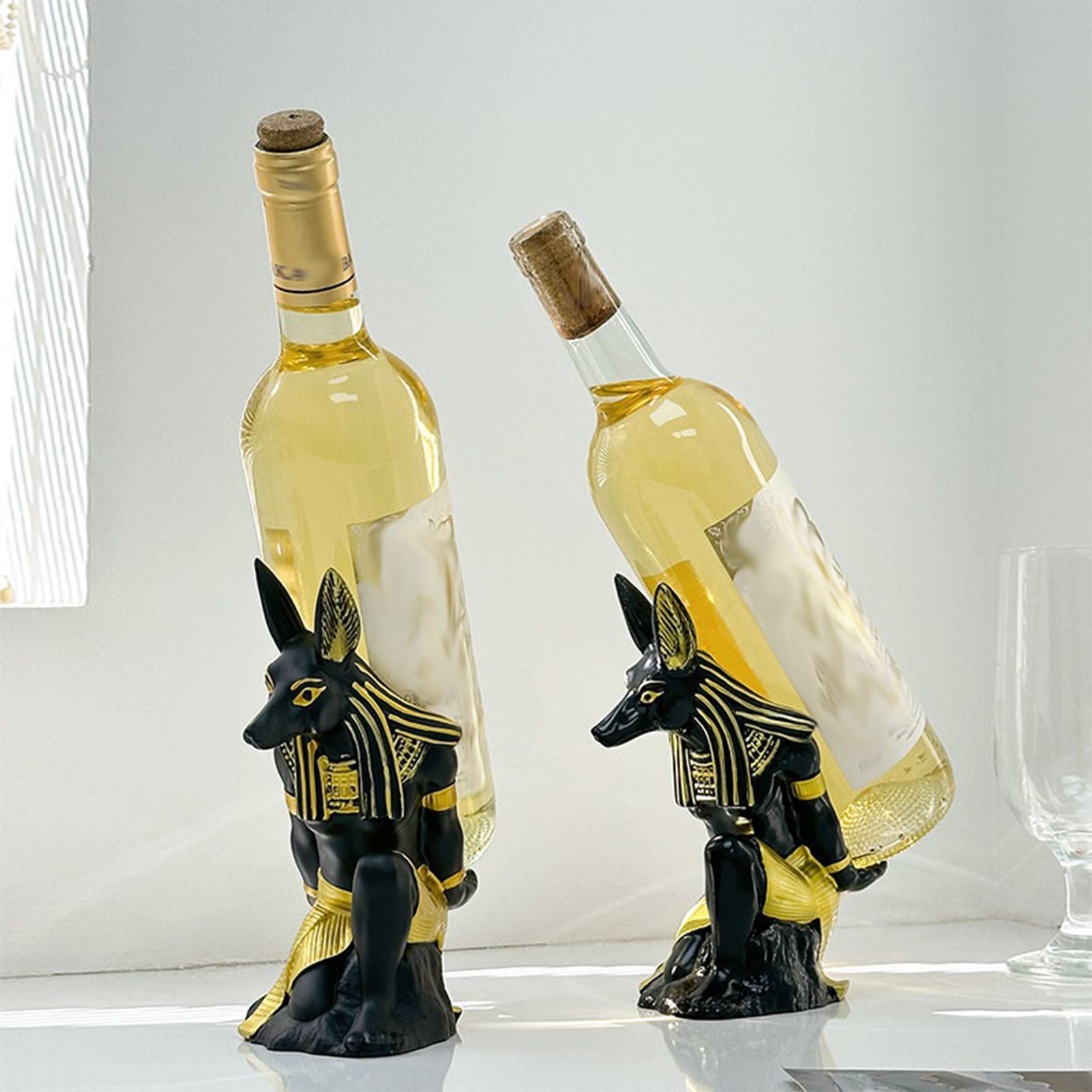 Ancient Egyptian Anubis Wine Rack - Creative Resin Craft Wine Bottle Holder, Home Bar Cabinet Decoration V1199-DT-TB-JJ001