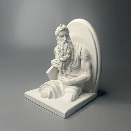 Classic Moses Statue - High-Quality Plaster Sculpture of Prophet Moses with Tablets - Elegant White Art Decor V1199-DT-TB-SG003