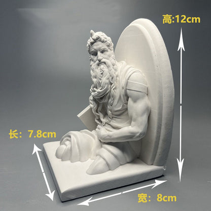 Classic Moses Statue - High-Quality Plaster Sculpture of Prophet Moses with Tablets - Elegant White Art Decor V1199-DT-TB-SG003