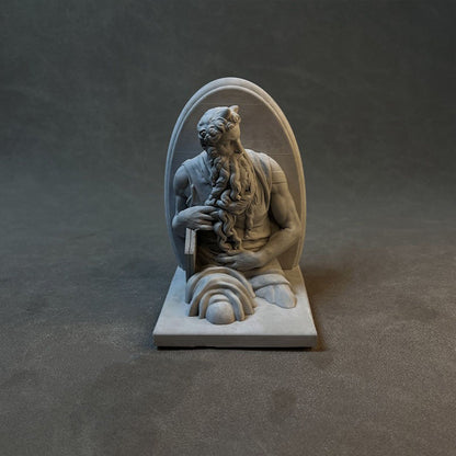 Classic Moses Statue - High-Quality Plaster Sculpture of Prophet Moses with Tablets - Elegant White Art Decor V1199-DT-TB-SG003
