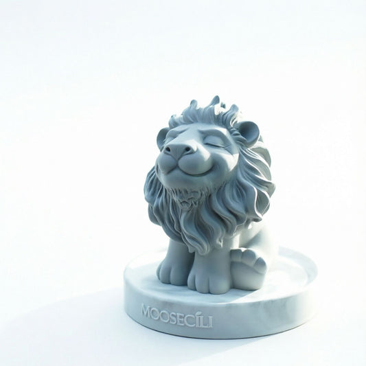 Smiling Lion Gypsum Statue - Handcrafted Plaster Aromatherapy Diffuser & Artistic Home Decor for Shelf, Desk, V1199-DT-TB-SG004