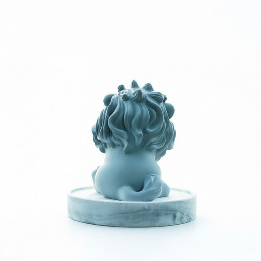 Smiling Lion Gypsum Statue - Handcrafted Plaster Aromatherapy Diffuser & Artistic Home Decor for Shelf, Desk, V1199-DT-TB-SG004