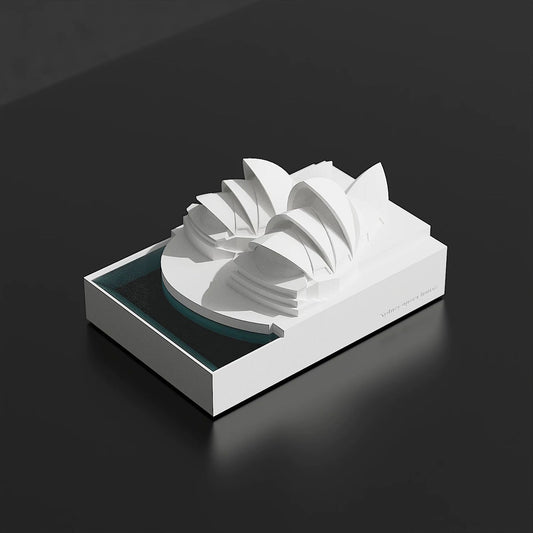 Sydney Opera House Concrete Model - Modern Architectural Sculpture Desktop Decor, Minimalist Cement Statue V1199-DT-TB-SN001