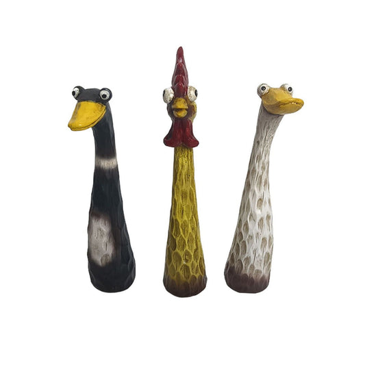 Outdoor Garden Decor Chicken, Duck & Goose Resin Animal Statues, Fun Lawn Ornaments for Farmhouse or V1199-DT-TB-SN019JYE