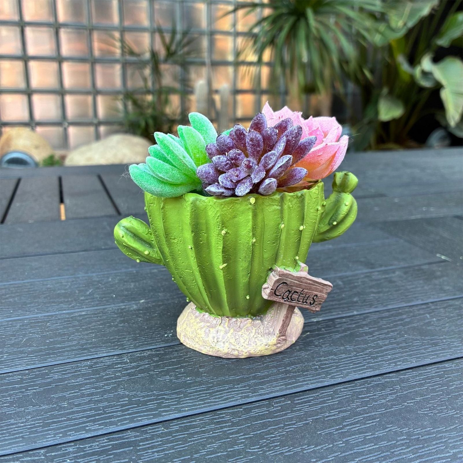 Cactu-Shaped Resin Planter - Mini Multi-Opening Flower Pot for Desktop, Garden, Office Decor, Unique Gift for V1199-DT-TB-SZ002